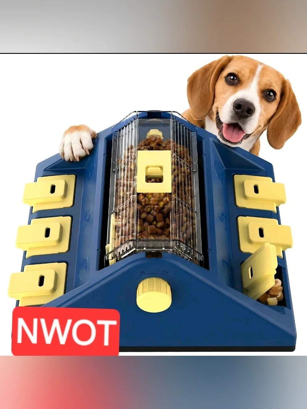 2-Level Dog Puzzle Toy Rotating Treat Dispenser for Small/Medium DogsL. 4-cup